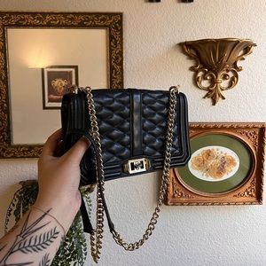 Rebecca Minkoff Medium Quilted Love Crossbody Bag✨ black w/ gold hardware